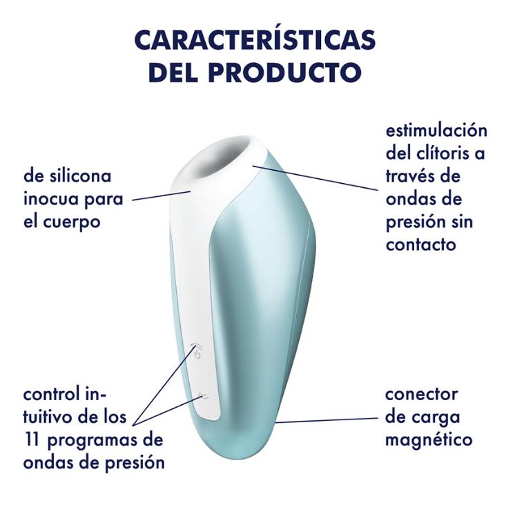 Fotografía del control de intensidad del Satisfyer Love Breeze. El control tiene un diseño intuitivo y permite ajustar la intensidad de las ondas de presión.