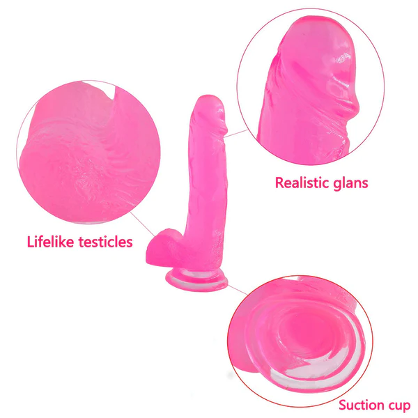partes del DILDO JELLY STUDS CRYSTAL 20 cm LARGE PINK