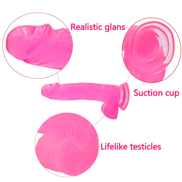 formas del DILDO JELLY STUDS CRYSTAL 20 cm LARGE PINK