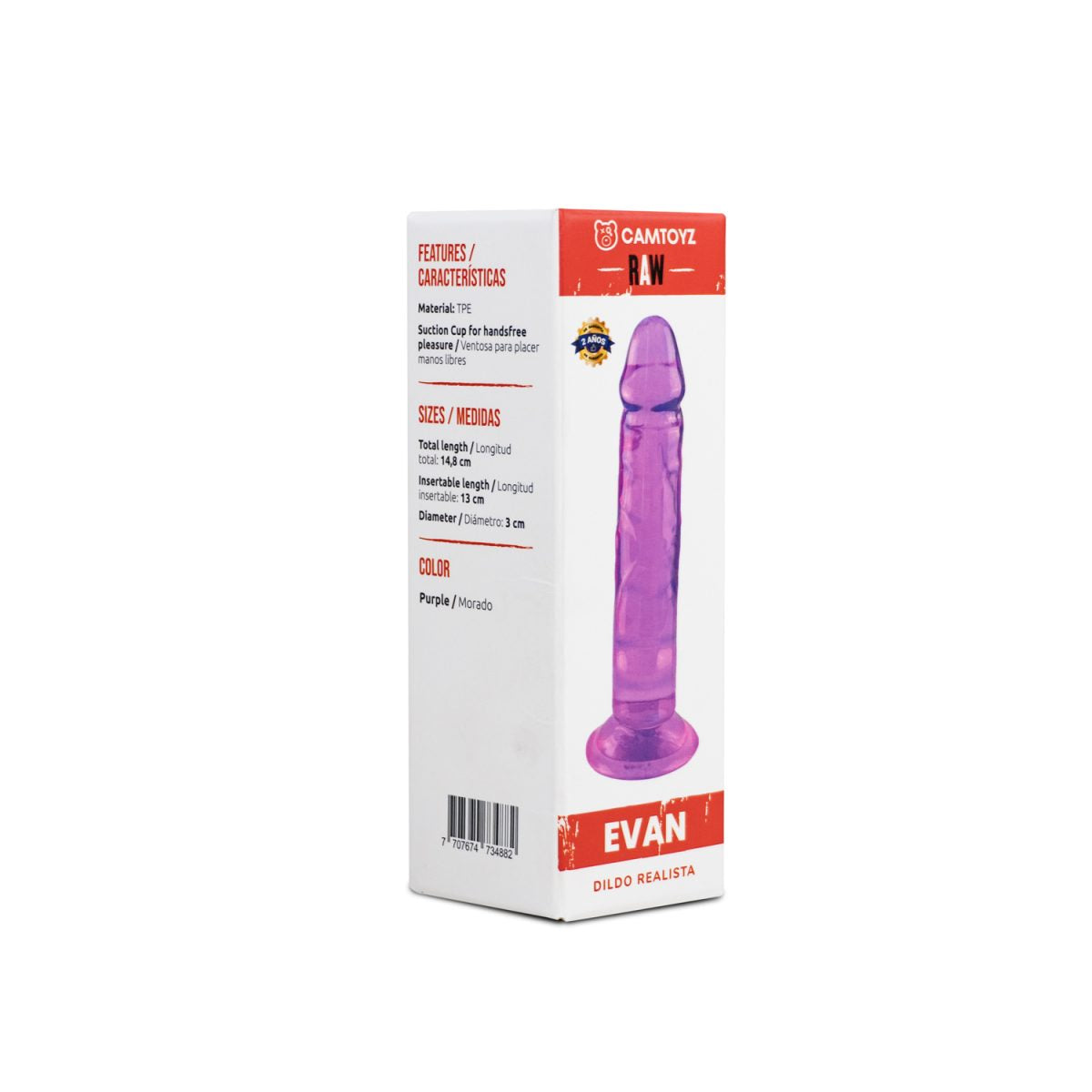 Dildo Realista Evan Morado 13 cm