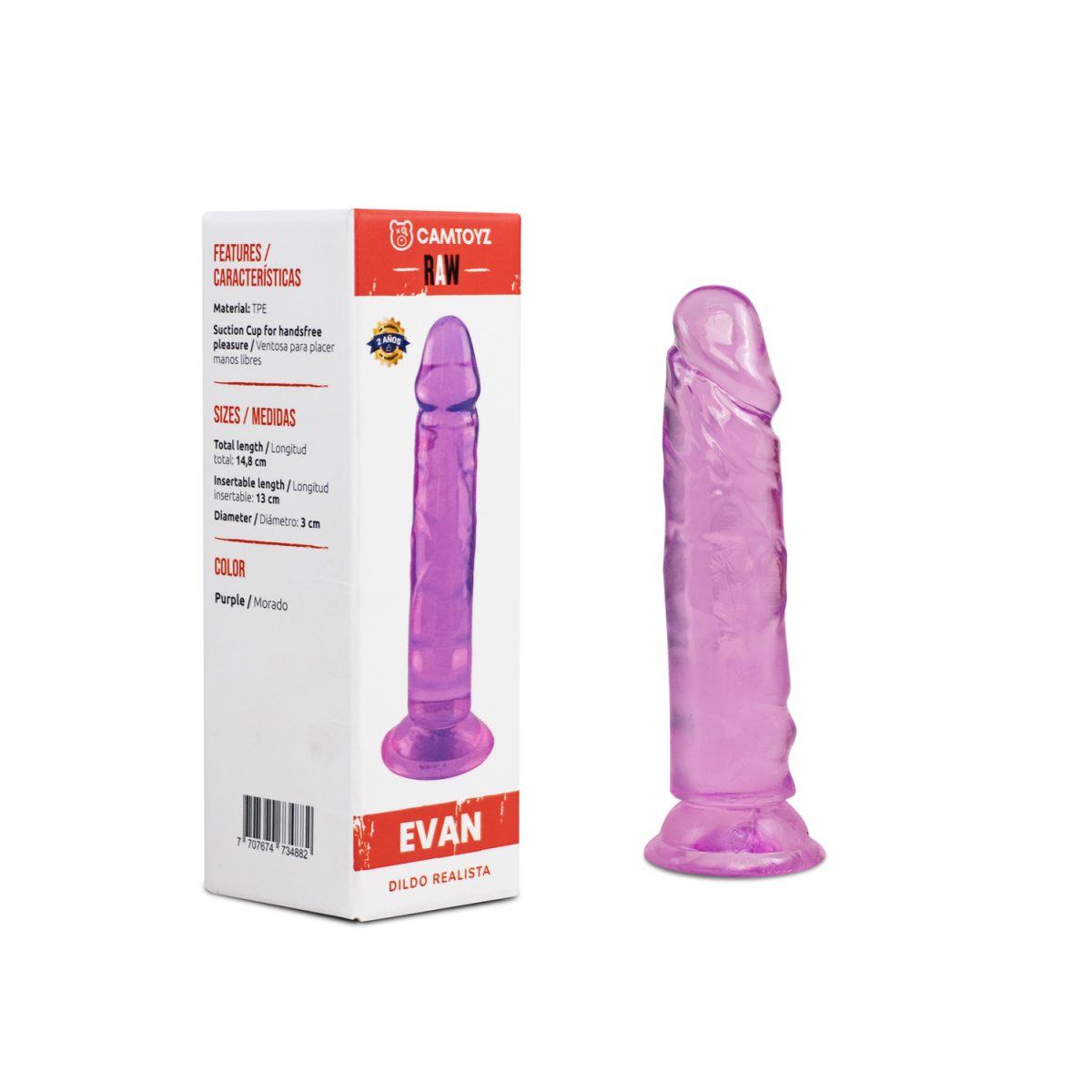 Dildo Realista Evan Morado 13 cm