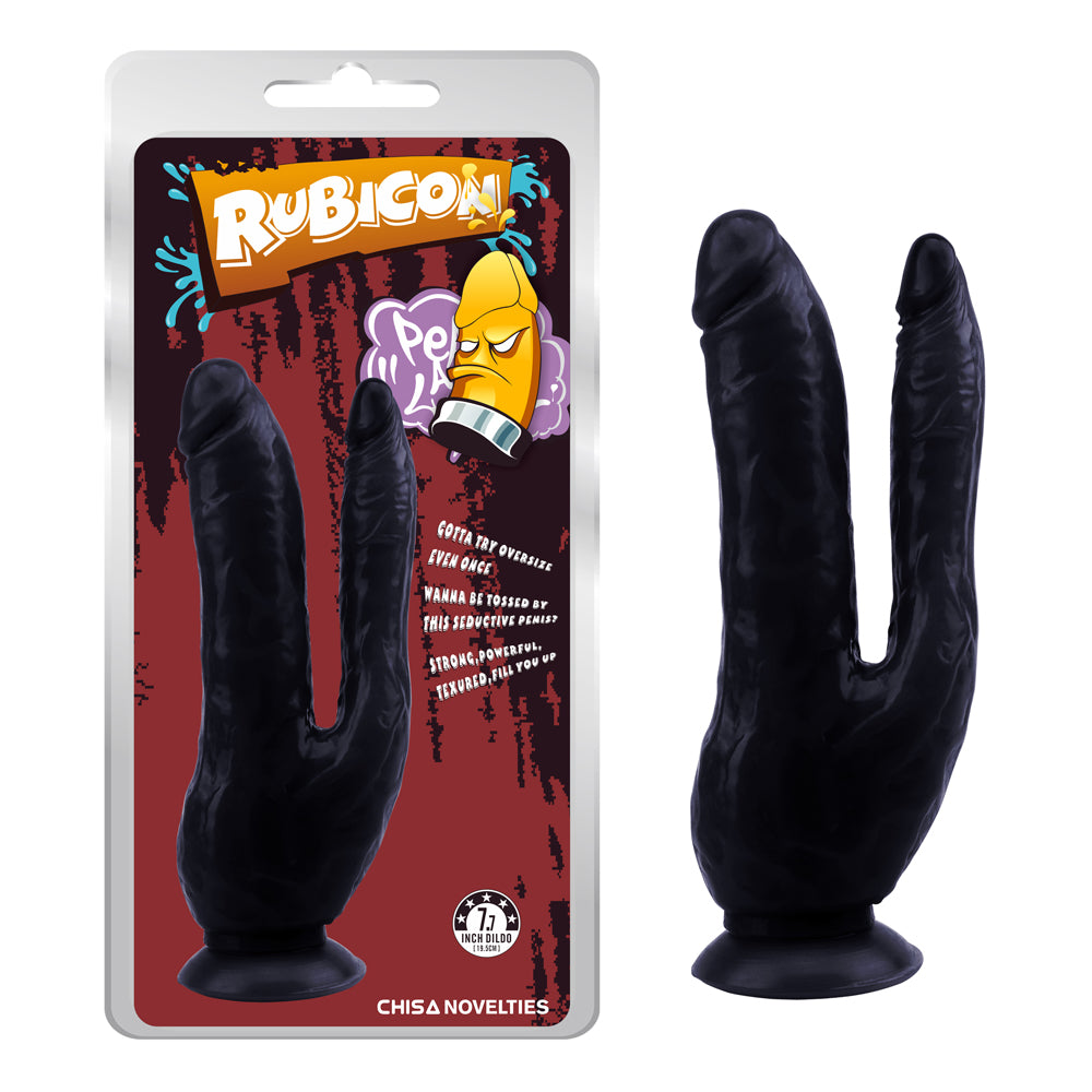 Empaque del Dildo Dark Magic Dual Penis Black de la marca Chisa Novelties. Presentación en blister con diseño llamativo y el producto visible en su interior.