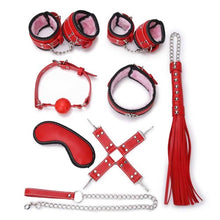 Cargar imagen en el visor de la galería, kit bondage de cuero color rojo