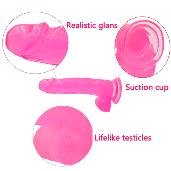 formas del  DILDO JELLY STUDS CRYSTAL 20 cm LARGE PINK